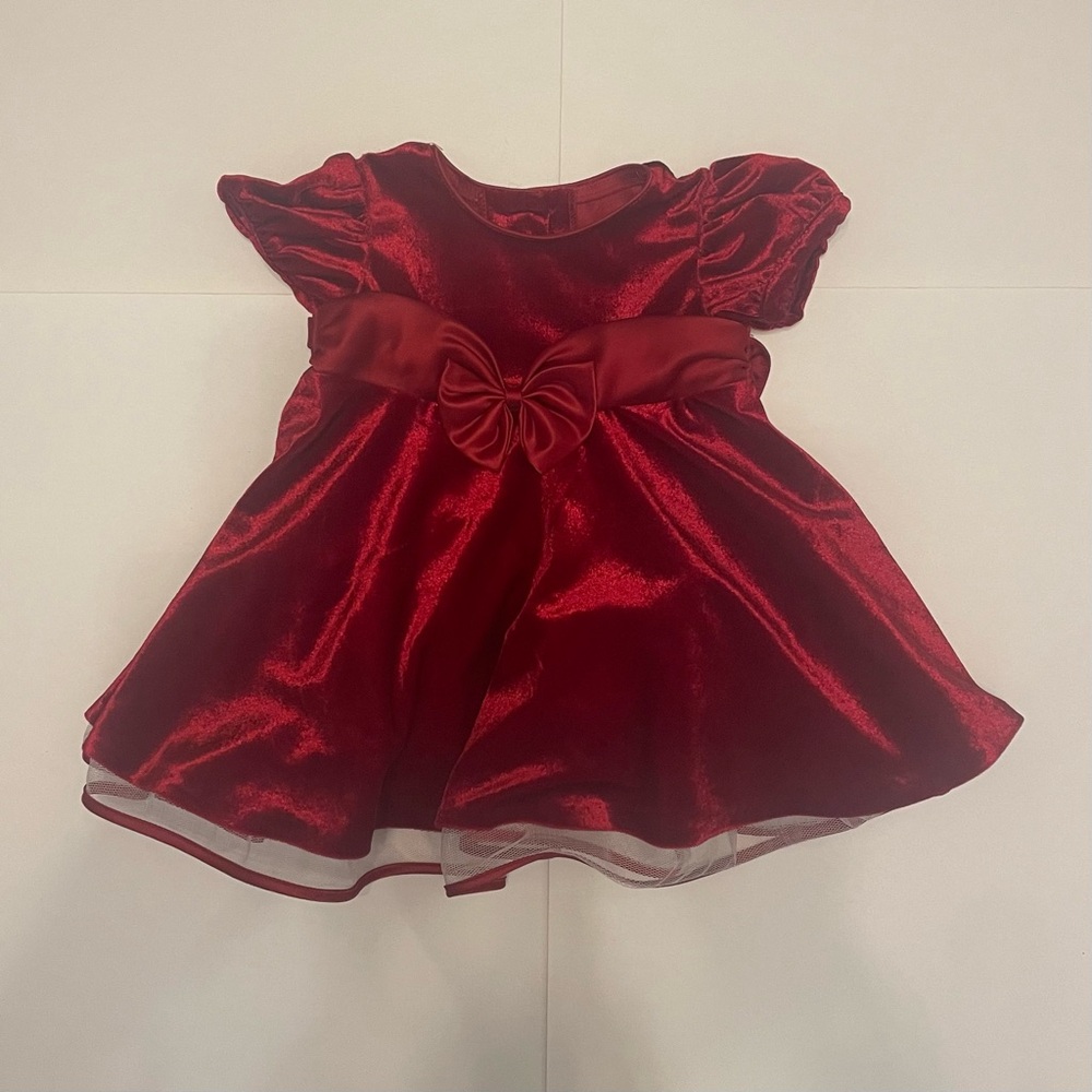 Red Velvet Baby Dress with Bow